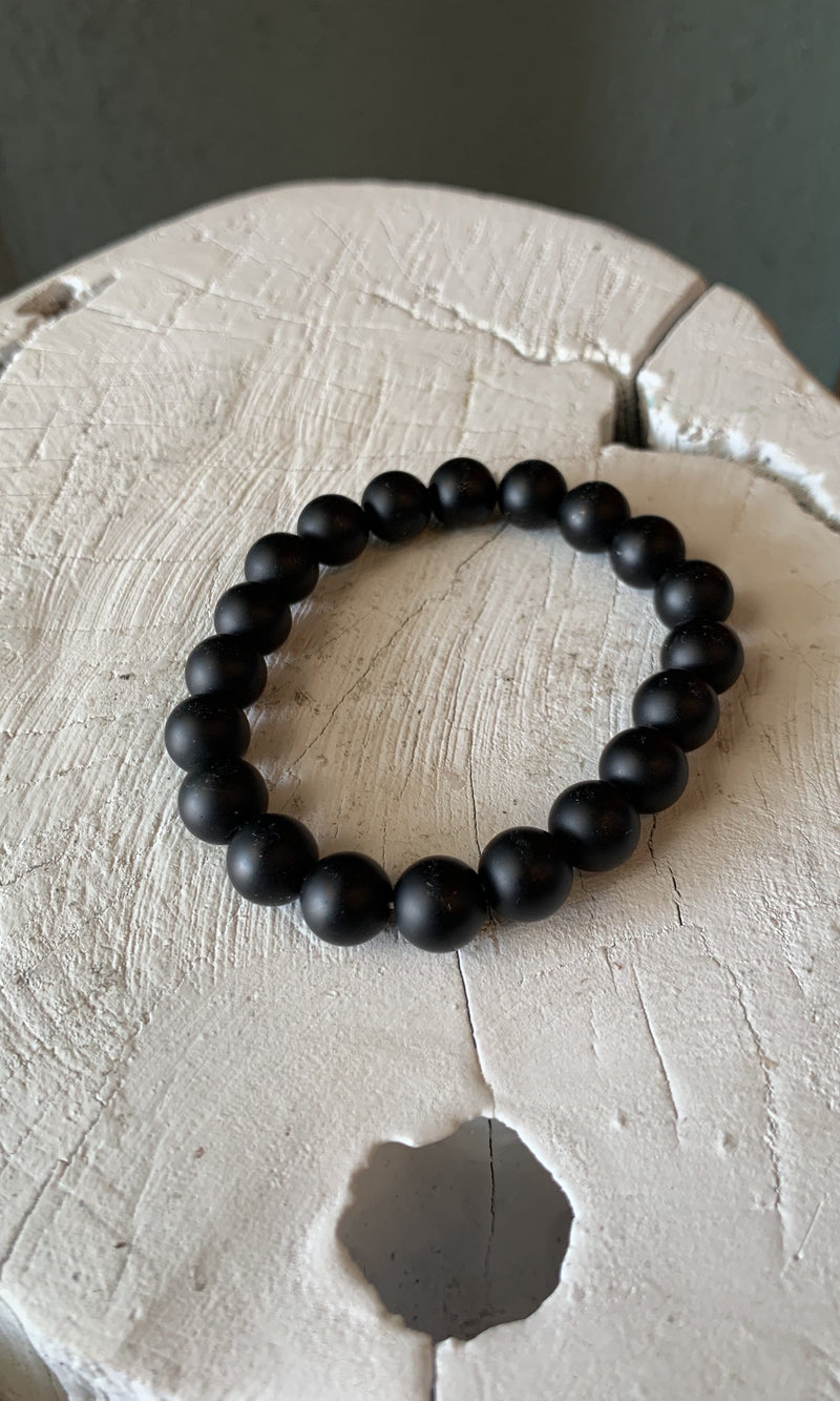 Black Beaded Stretch Bracelet