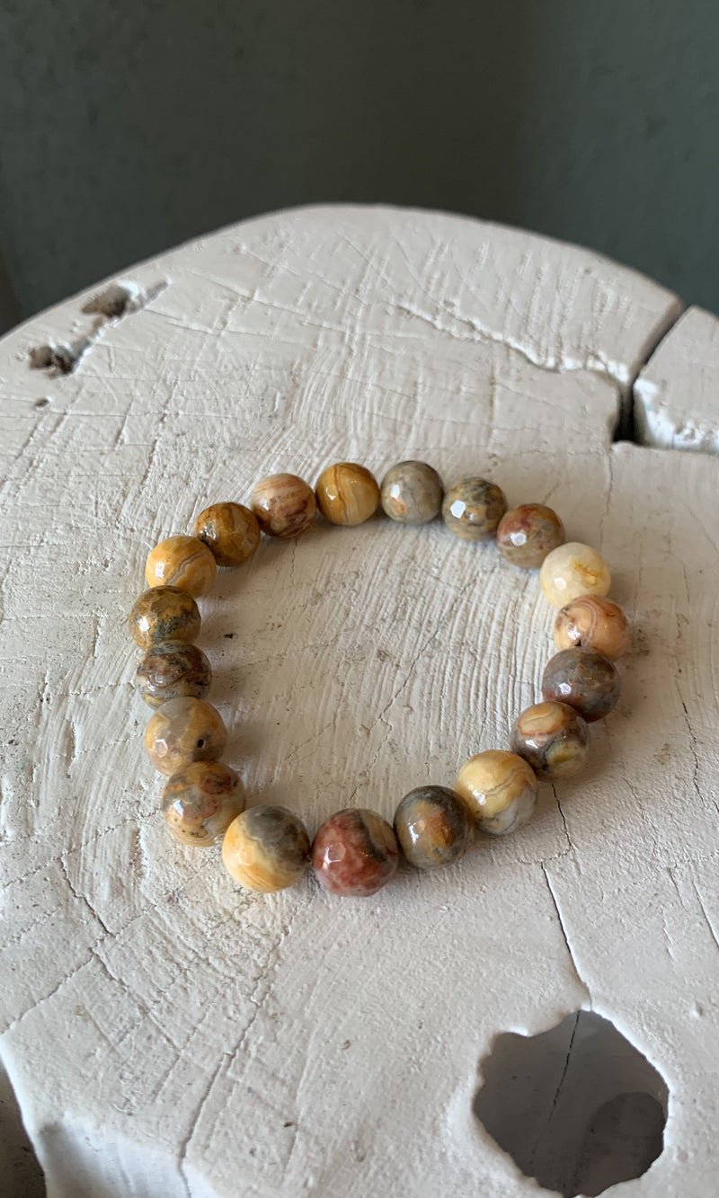 Natural Tan Beaded Stretch Bracelet