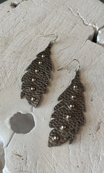 Silver Studded Feather Earrings