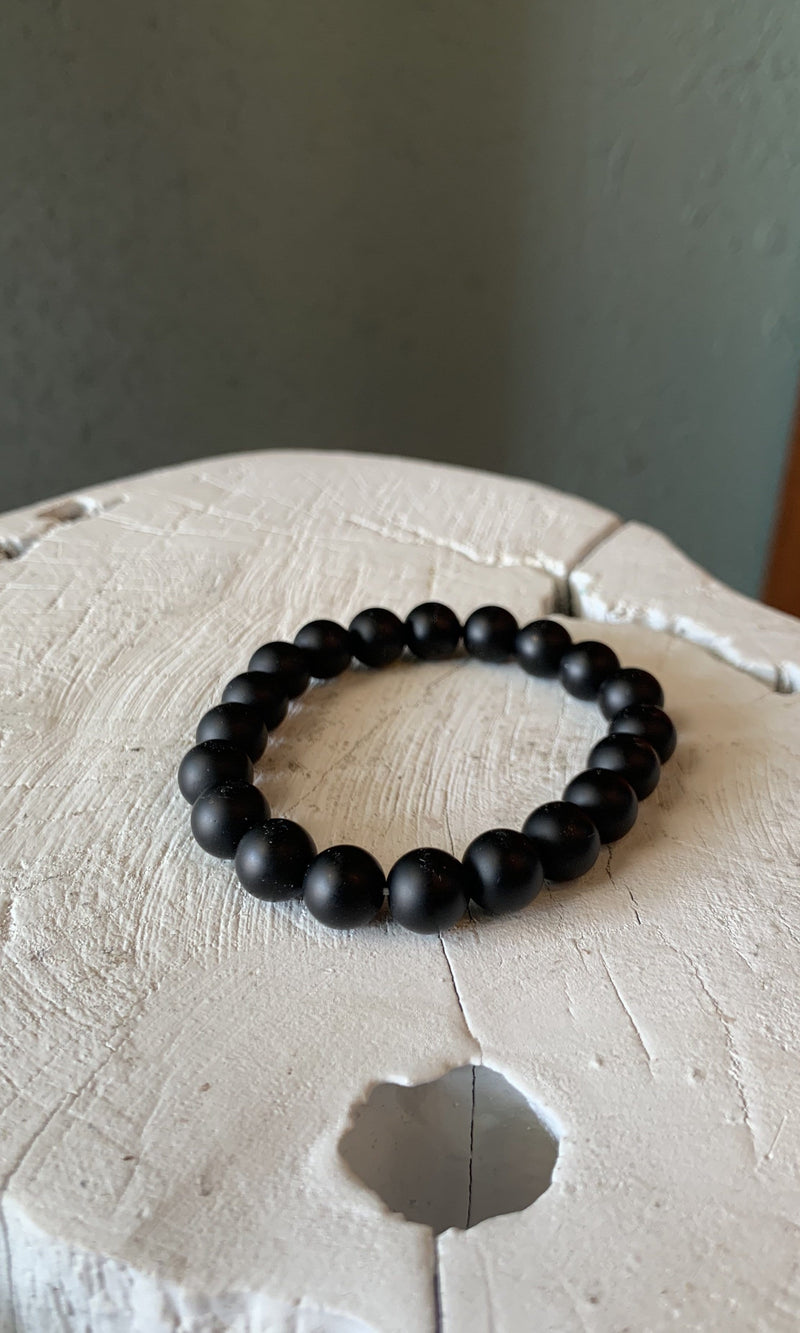 Black Beaded Stretch Bracelet