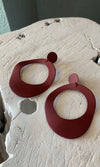 Maroon Metal Statement Earrings