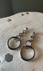 Silver Dangle Circle Earrings