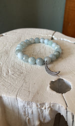 Light Blue Beaded Stretch Moon Bracelet