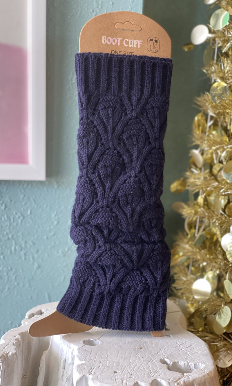 Navy Knitted Leg Warmers