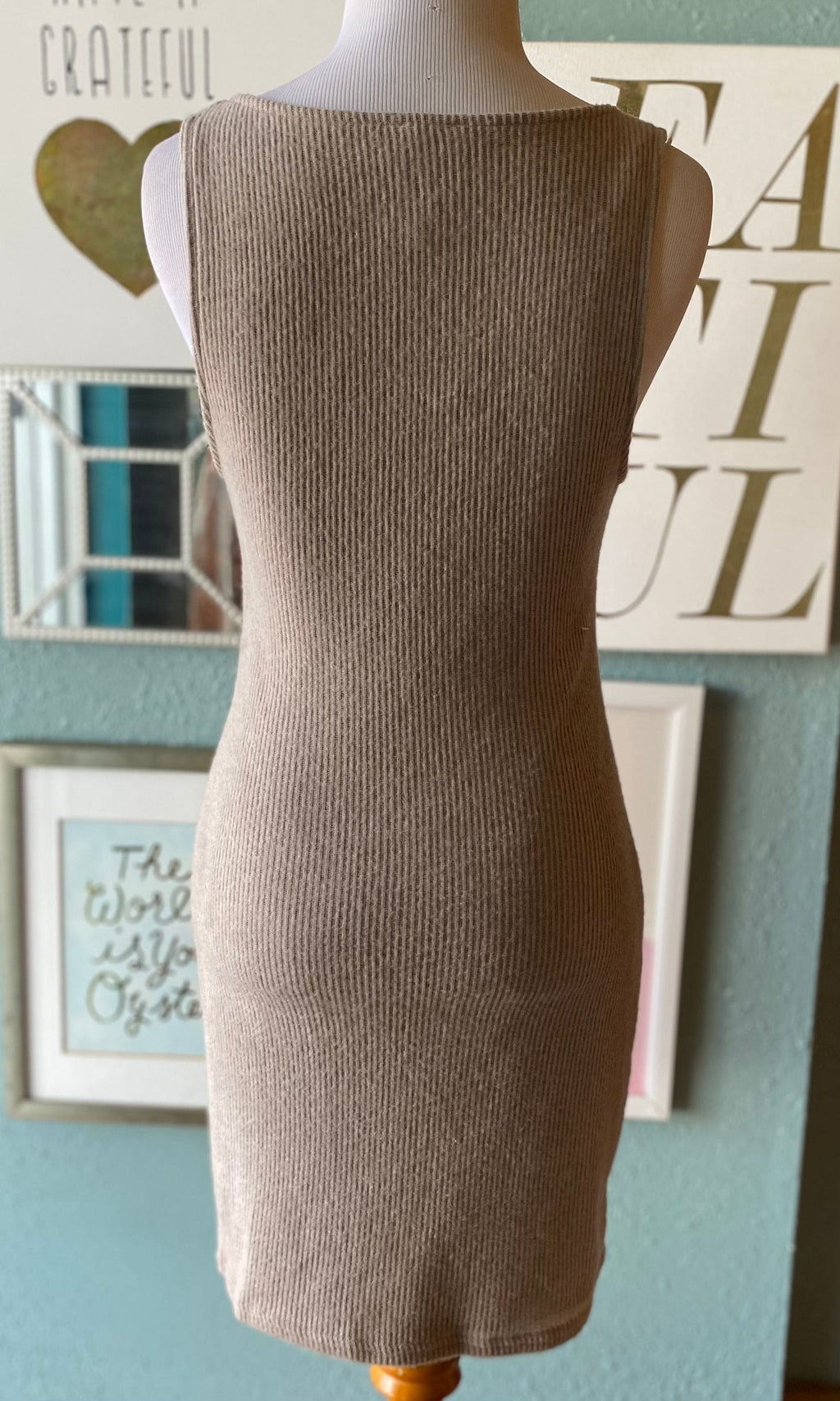 Le Lis Taupe Ribbed Tank Dress