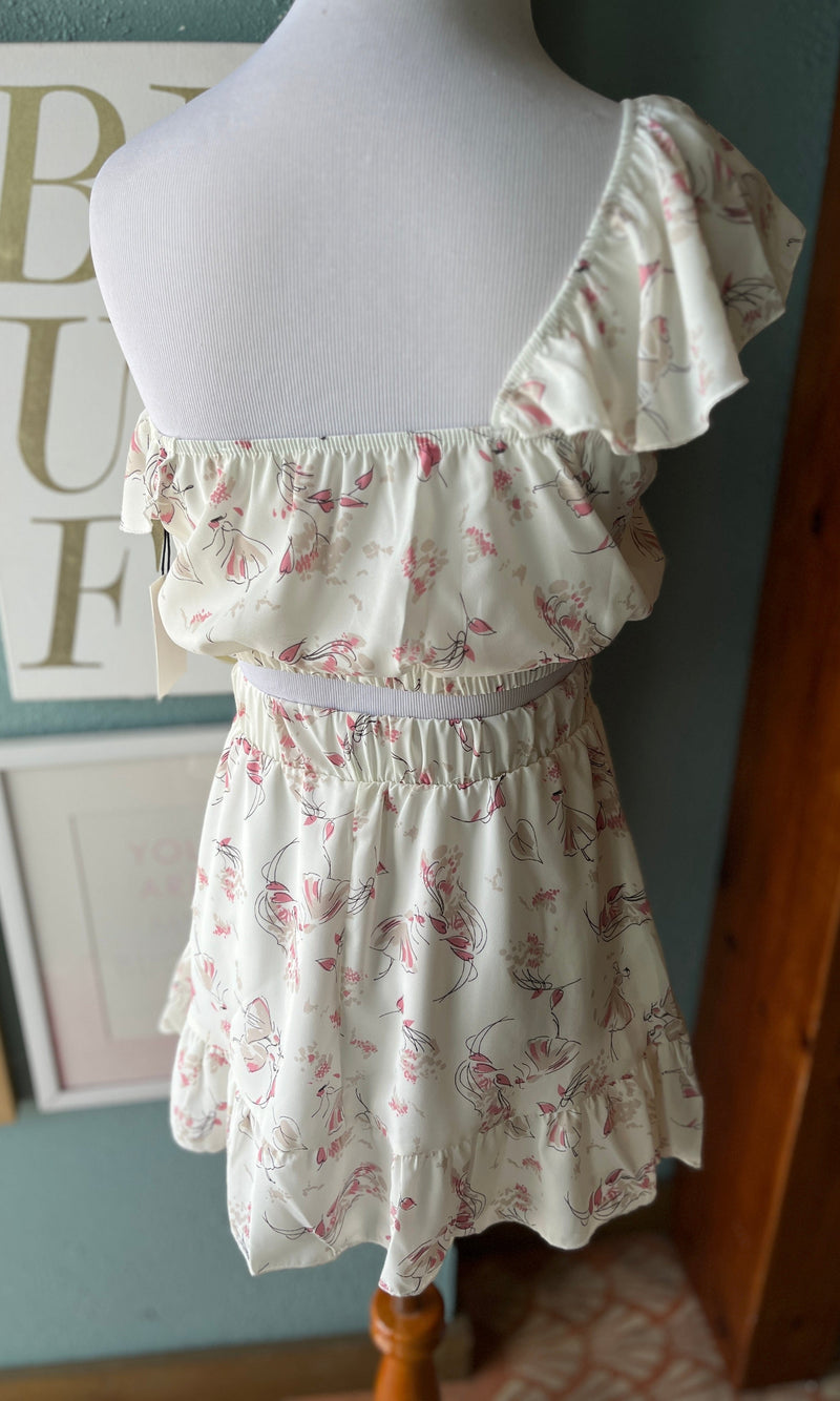 Whiteroom + Cactus Ivory & Pink Top and Skirt Set