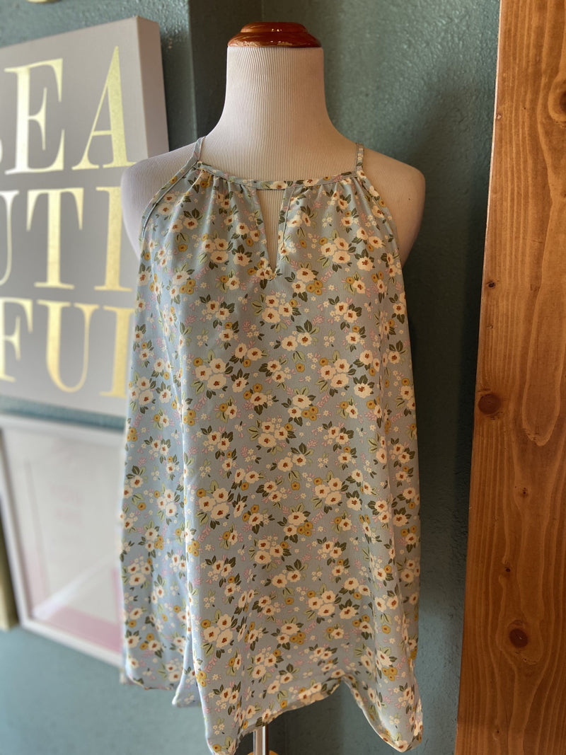 Perfect Peach Light Blue Floral Top
