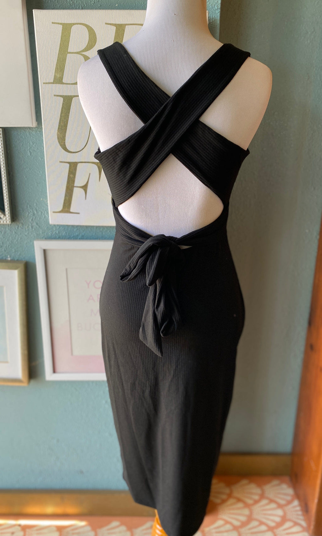 Sweet Adelyn Black Cross Back Dress