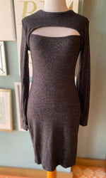 Sweet Adelyn Heathered Black Keyhole Dress