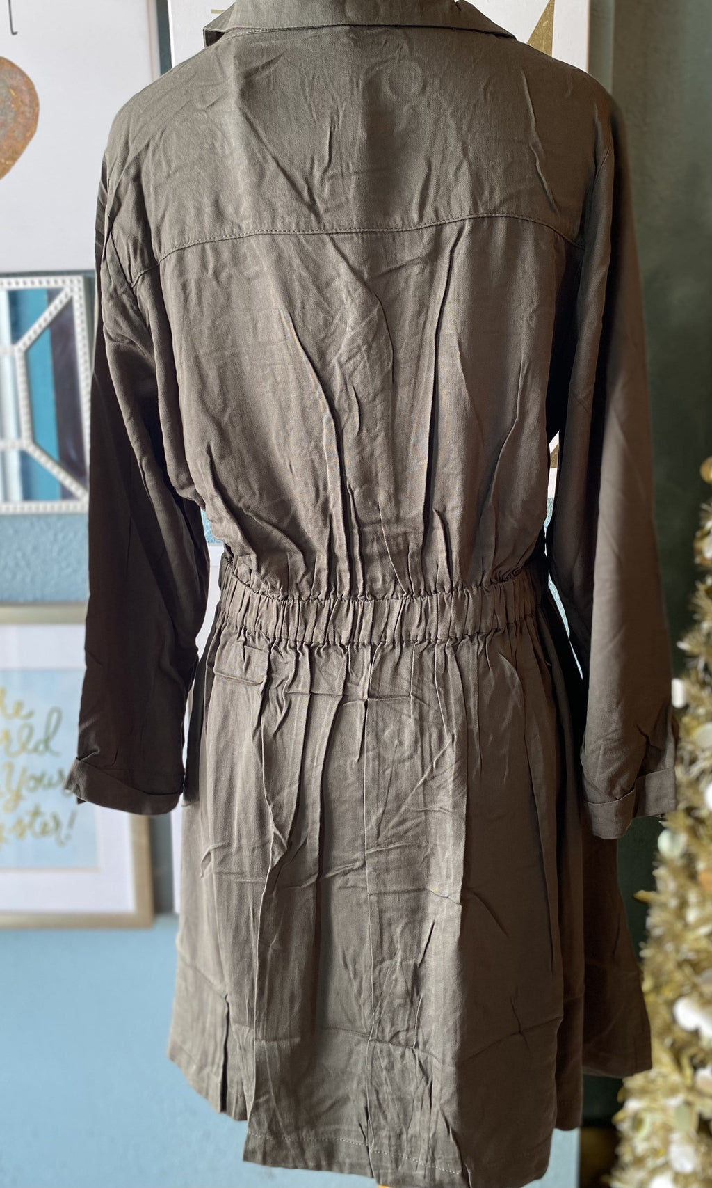 Veryj Army Green Button Down Dress