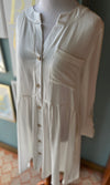 Sweet Adelyn White Button Down Dress