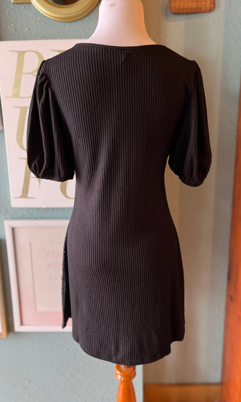 E & M Black Button Down Dress