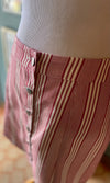 En Crème Red & White Striped Button Down Skirt