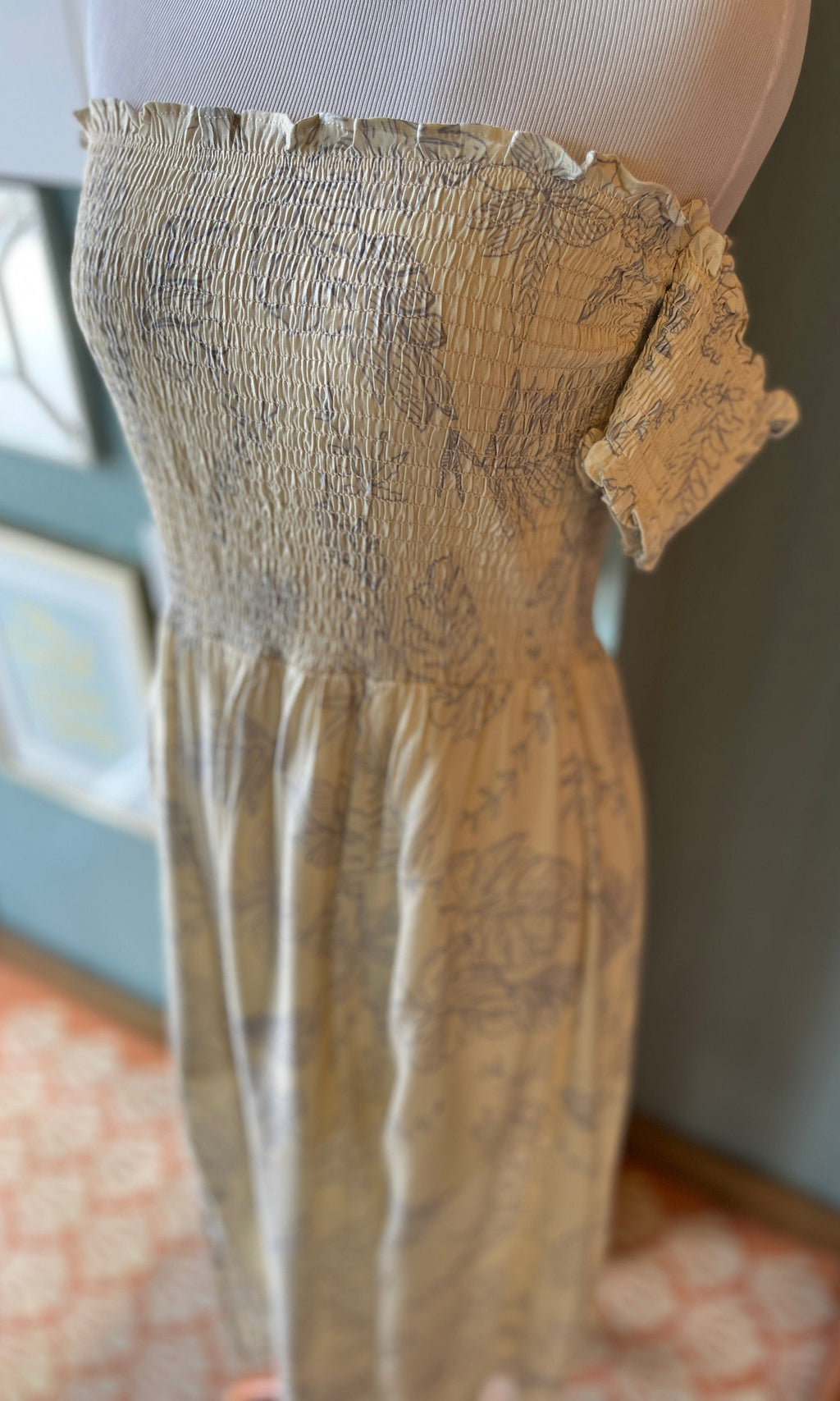 Love Tree Ivory Leaf Print Dress