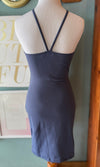 Déjà vu Dark Blue Grey Halter Top Dress