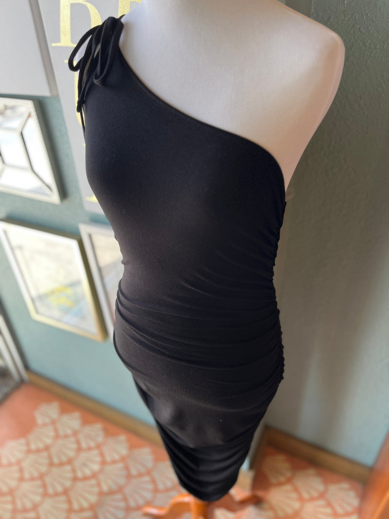 Sweet Adelyn Black One Shoulder Cocktail Dress