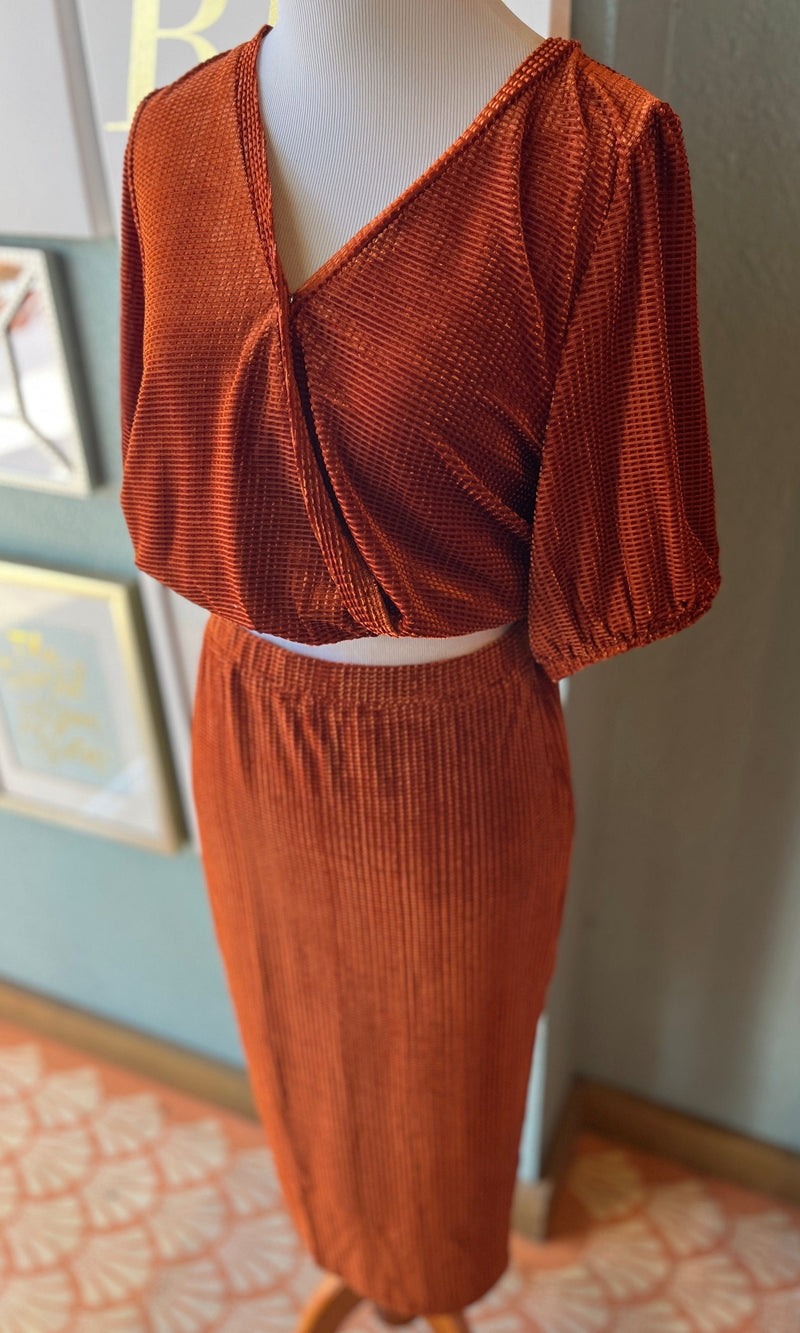 Gilli Rust Velvet Two Piece Outfit