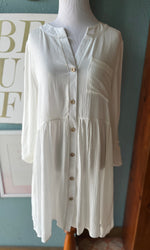 Sweet Adelyn White Button Down Dress