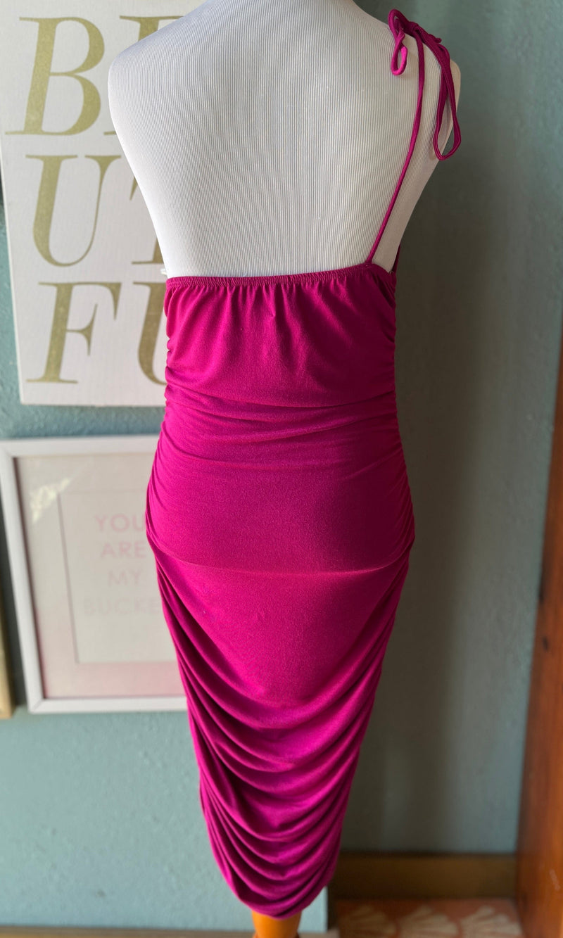 Sweet Adelyn Fuchsia One Shoulder Cocktail Dress
