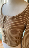 Mable Mocha Striped Long Sleeve Crop Top