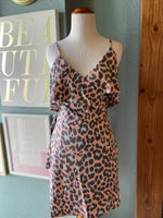 Audrey 3+1 Pink & Blue Cheetah Wrap Dress