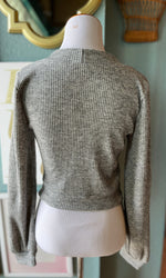 Ces Femme Grey Cropped Button Down Sweater