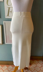 Skylar + Madison White Ribbed Mid-Length Skirt