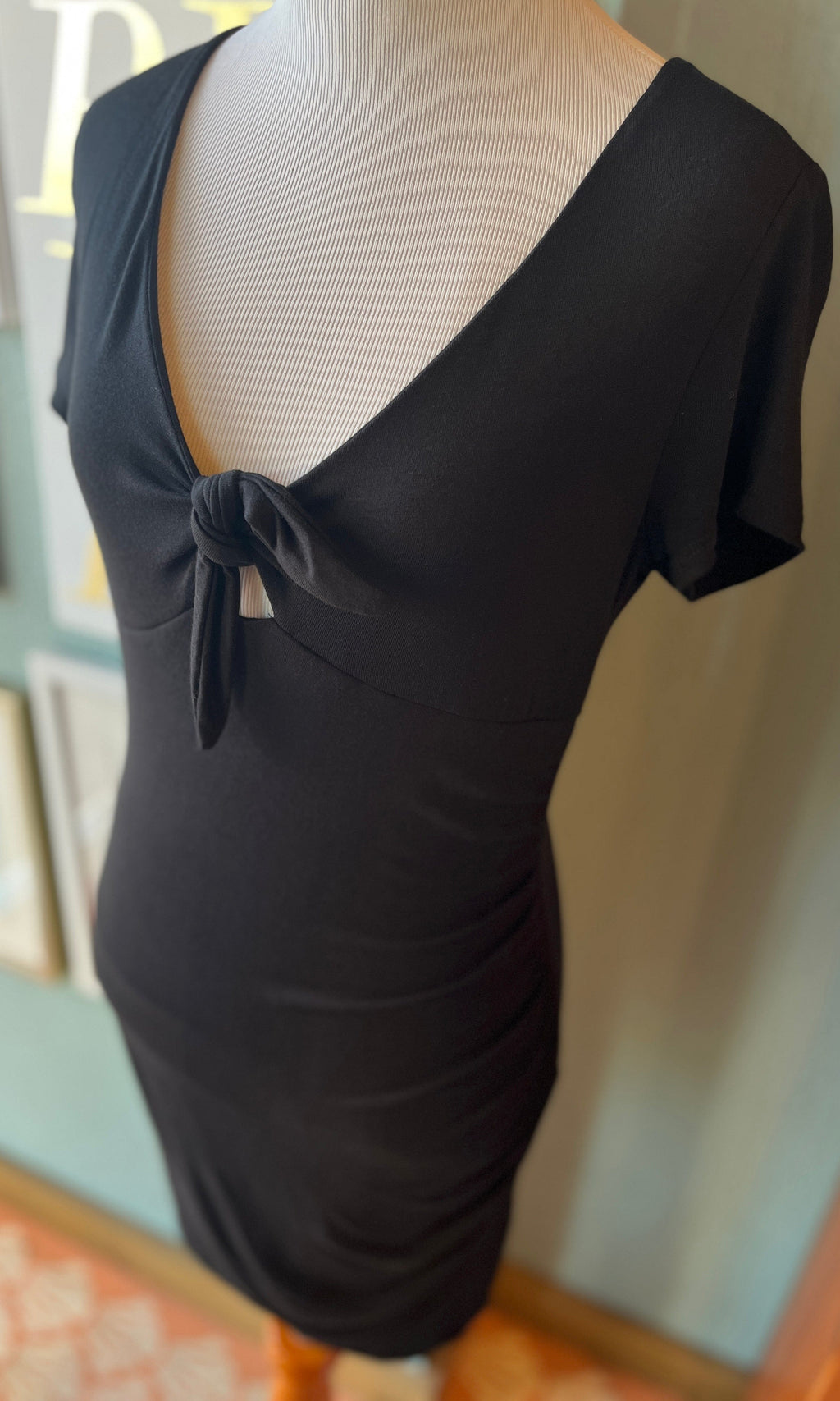 Sweet Adelyn Black Front Tie Dress