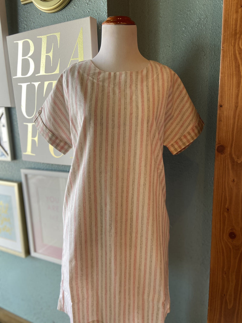 Loveriche Pink Striped And Plaid Dress