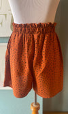 Sweet Adelyn Burnt Orange Polka Dot Shorts