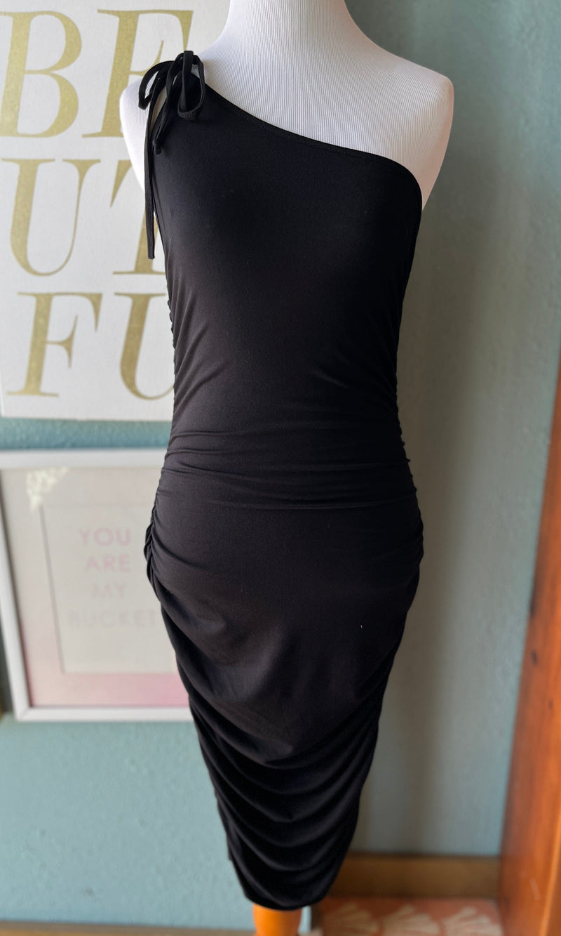 Sweet Adelyn Black One Shoulder Cocktail Dress