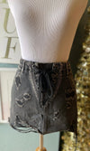 Signature Black Denim Lace up Skirt