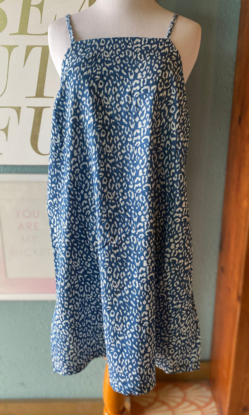 Loveriche Blue Cheetah Print Tank Dress