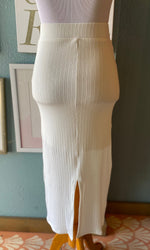 Skylar + Madison White Ribbed Mid-Length Skirt