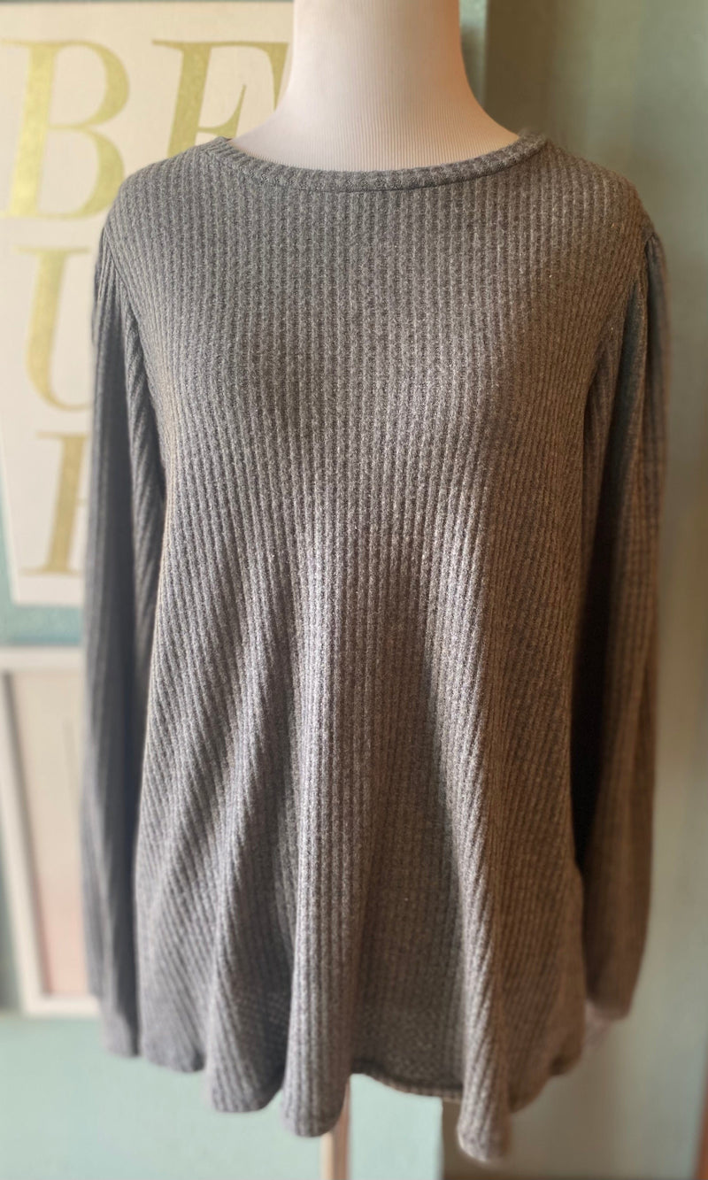 Perfect Peach Grey Balloon Long Sleeve Top