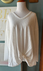 BiBi White V-Neck Sweater