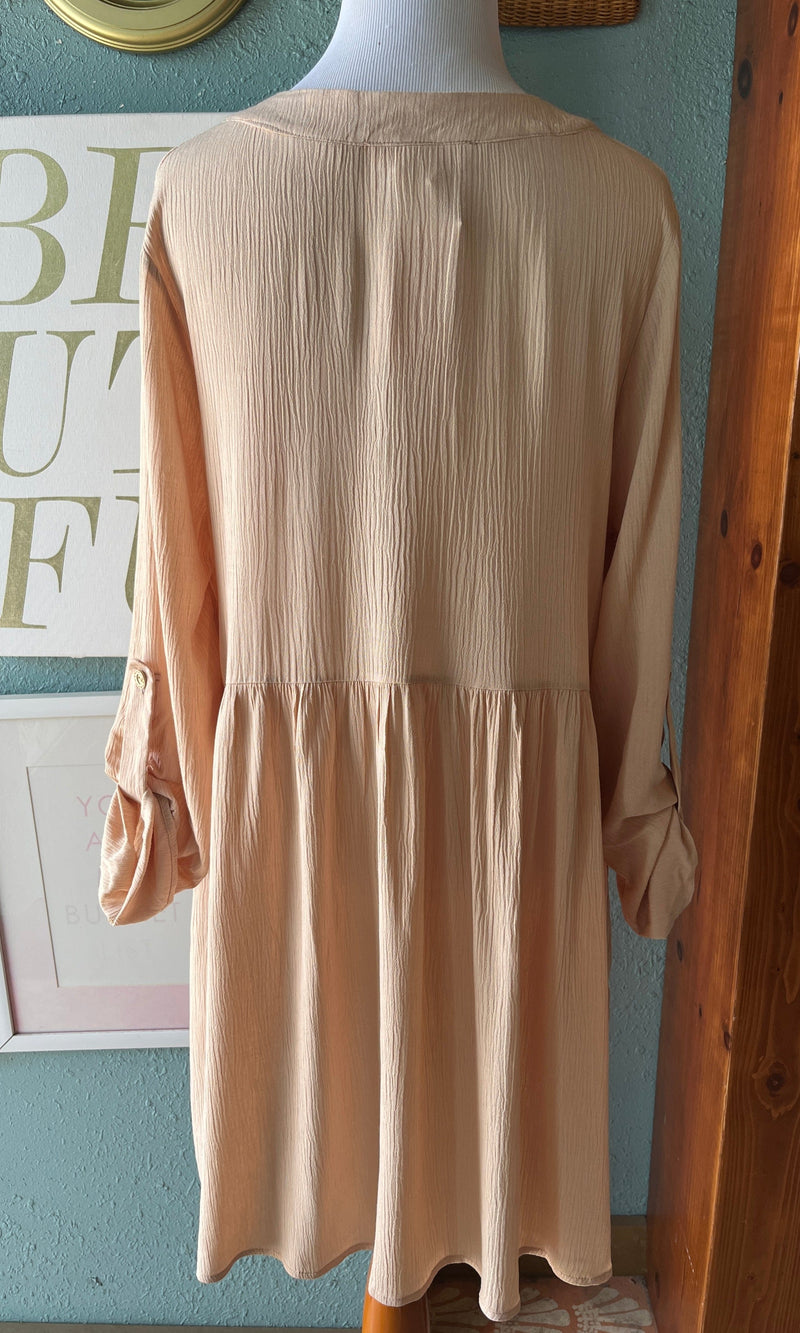Sweet Adelyn Nude Button Down Dress