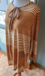 Ces Femme Rust Striped Long Sleeve Dress