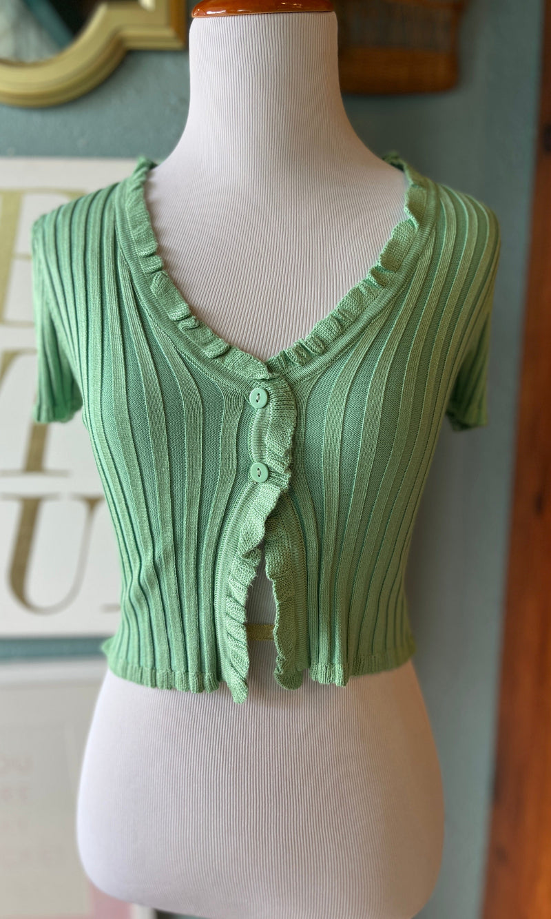 Love Tree Mint Ribbed Crop Top
